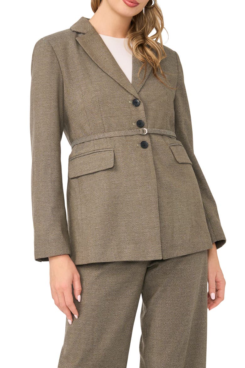 Slim Fit Herringbone Blazer, Main, color, RICH BLACK/ BEIGE