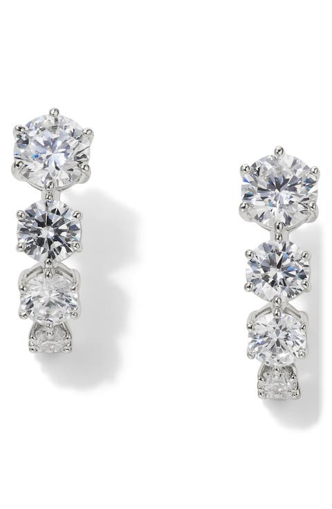 Cubic Zirconia Half Hoop Earrings