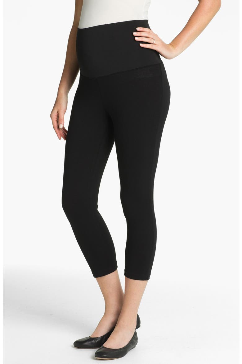 Post Support Crop Maternity Leggings, Main, color, BLACK
