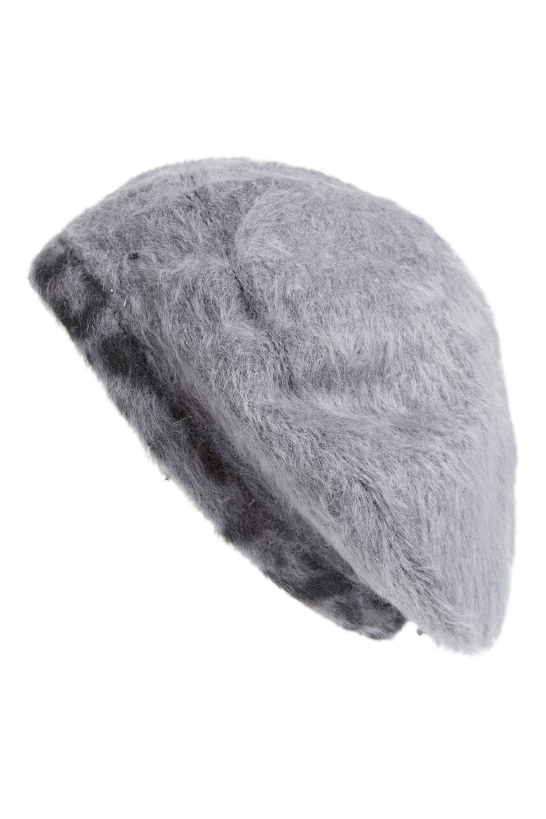 'Angelica' Angora Beret, Alternate, color, SLATE LEOPARD