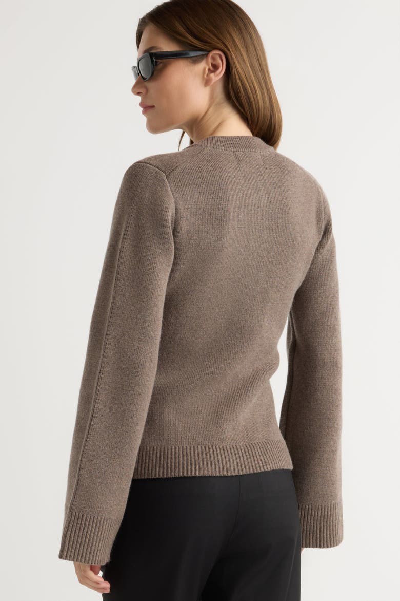 Eames Cotton Wool Button Cardigan, Alternate, color, Heather Brown