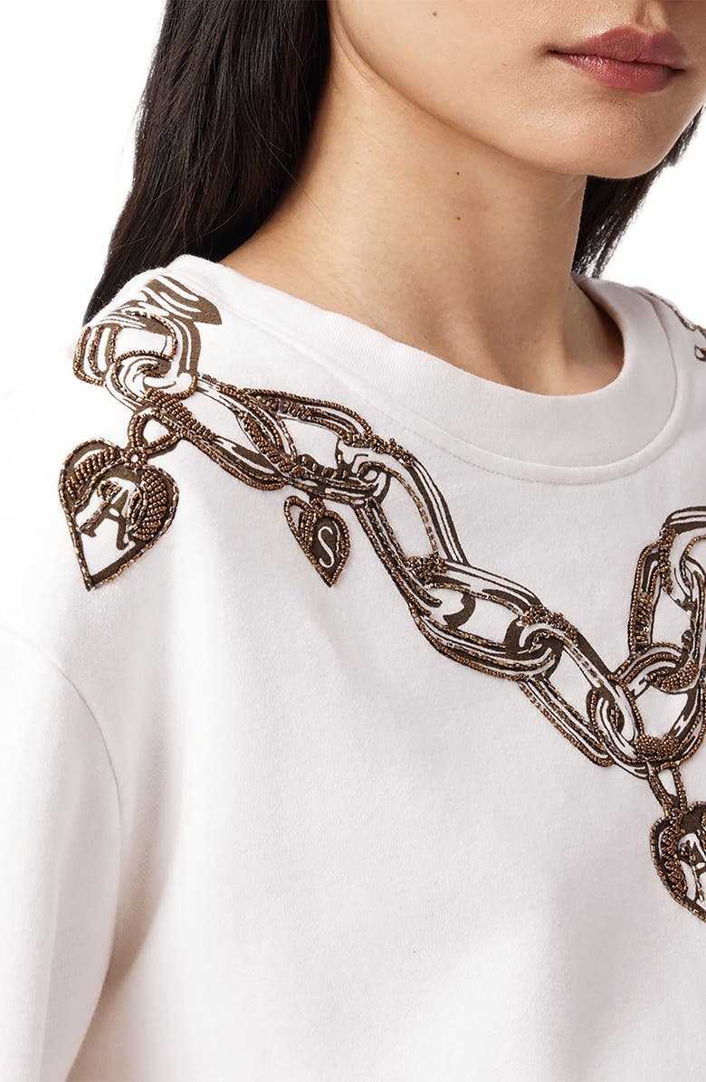 AllSaints Drip Separo Locket Graphic Cotton Blend Sweatshirt, Alternate, color, Optic White