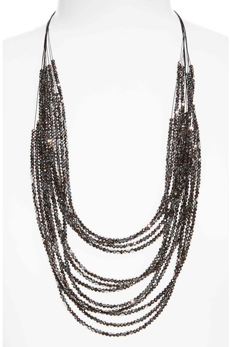 Multistrand Glass Bead Necklace, Alternate, color, SILVER