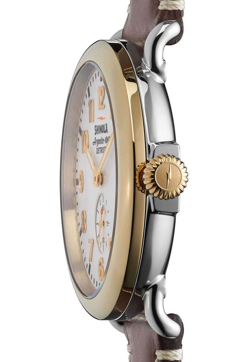 The Runwell Leather Strap Watch, 41mm, Alternate, color, WHITE/ COFFEE BROWN