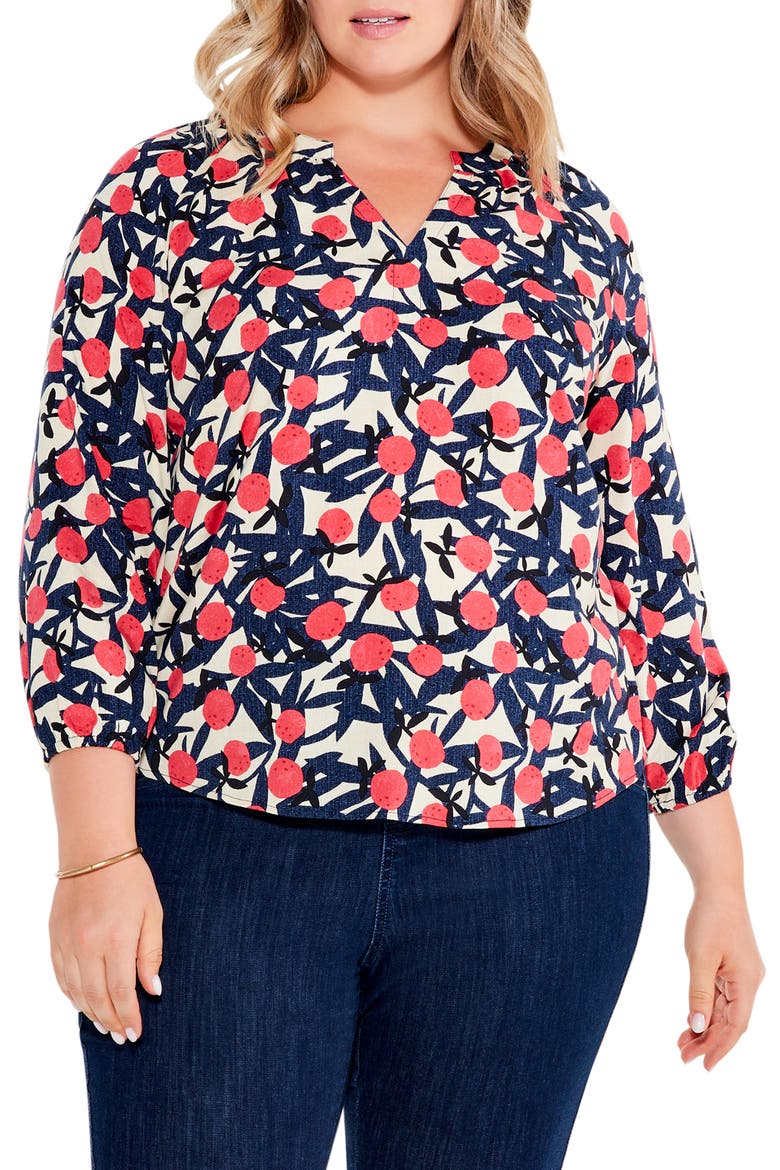 Fresh Squeeze Popover Blouse, Main, color, ORANGE MULTI