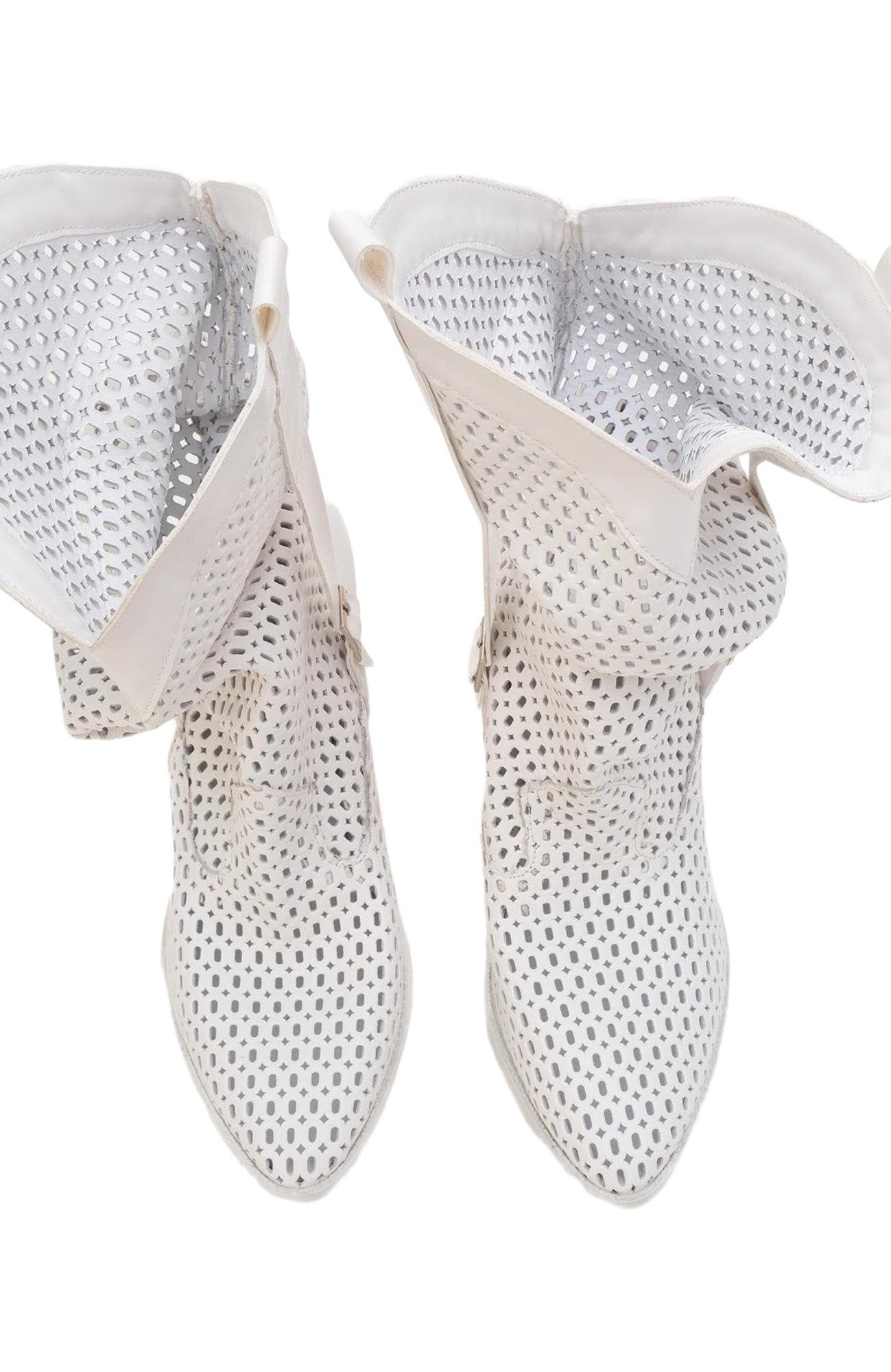 Larry Western Cut-Out Summer Boots, Alternate, color, White Faux Leather