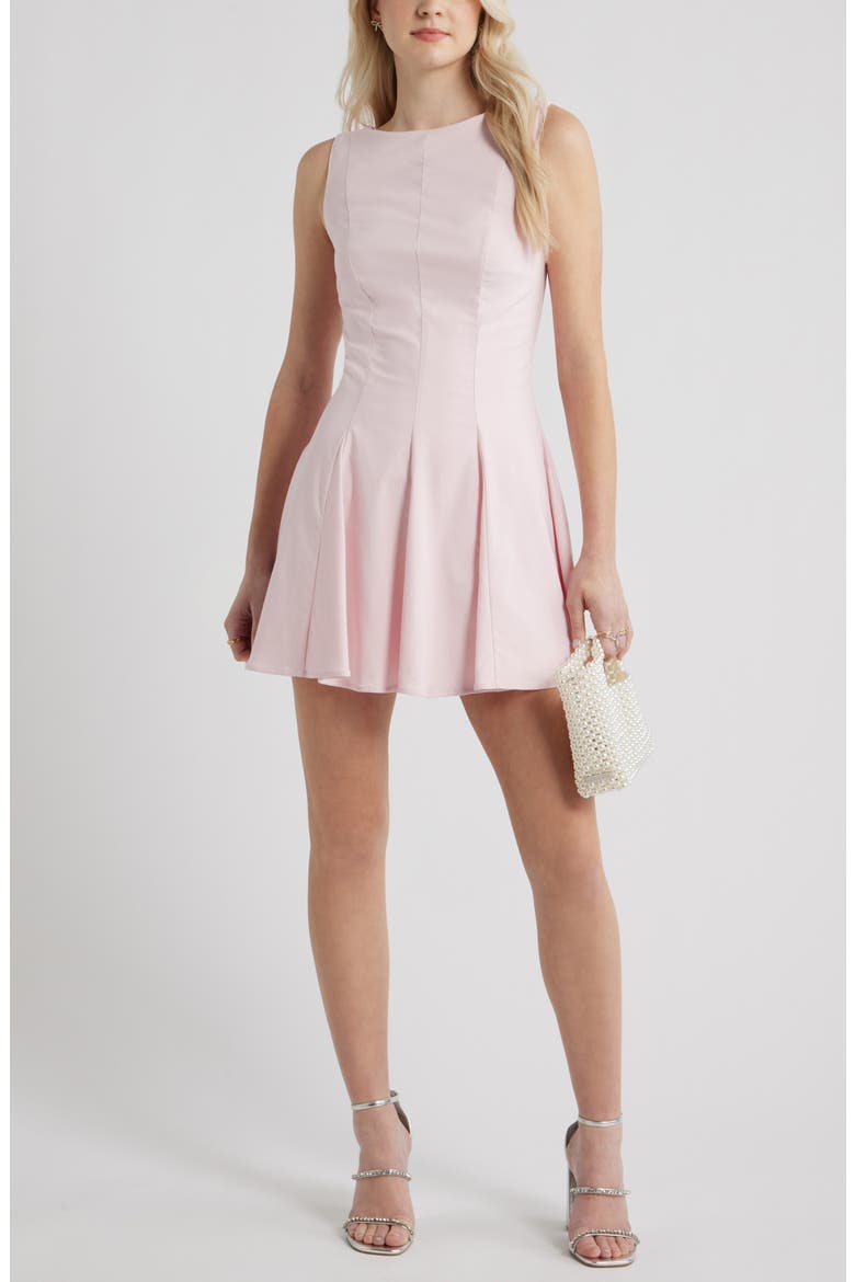 Bateau Neck Fit & Flare Minidress, Main, color, PINK BALM