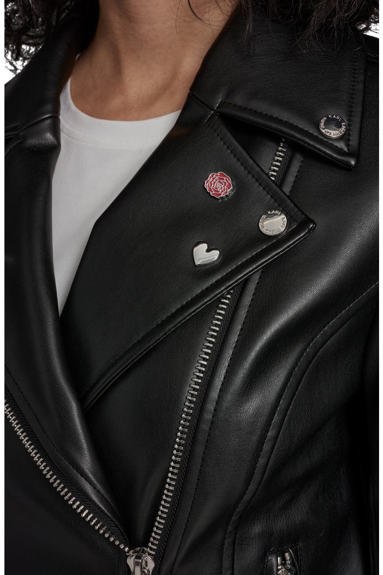 Moto Jacket With Charm Studs, Alternate, color, BLACK