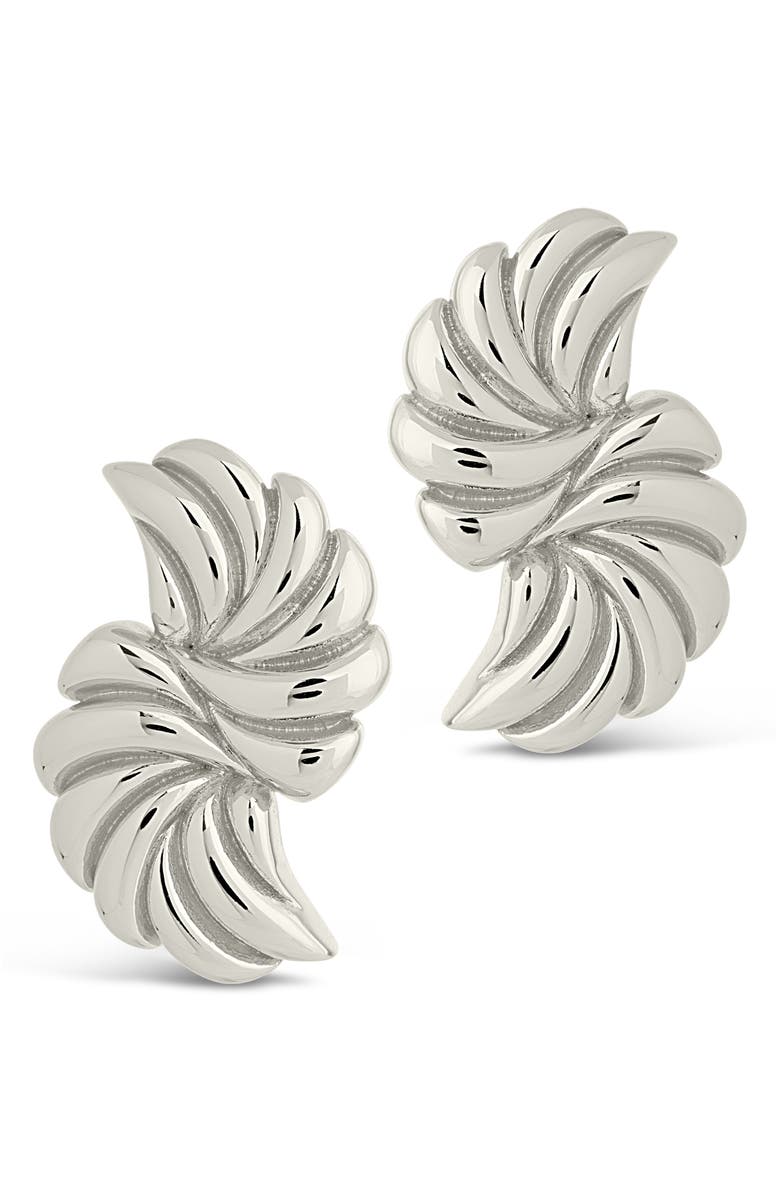 Sterling Forever Twisted Croissant Stud Earrings, Main, color, Silver