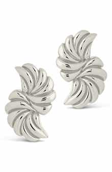 Sterling Forever Twisted Croissant Stud Earrings