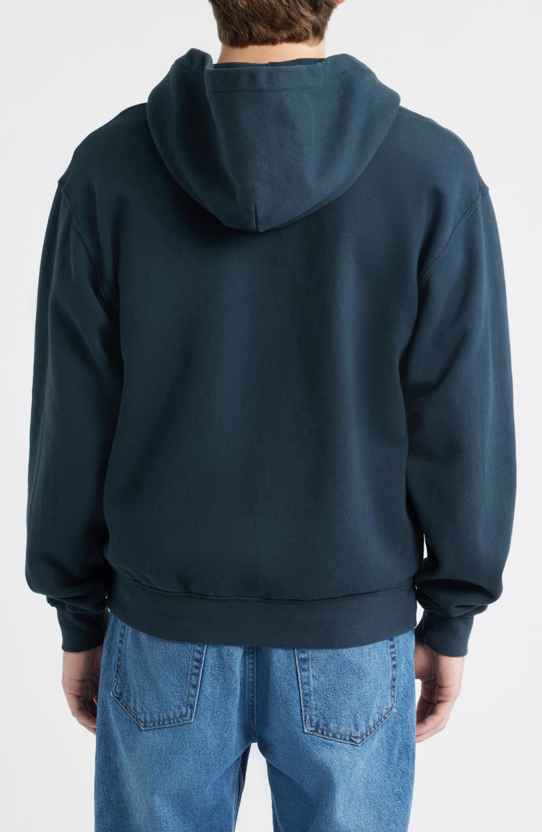 ONE OF THESE DAYS Into the Distance Embroidered Cotton Graphic Zip-Up Hoodie, Alternate, color, Washed Black