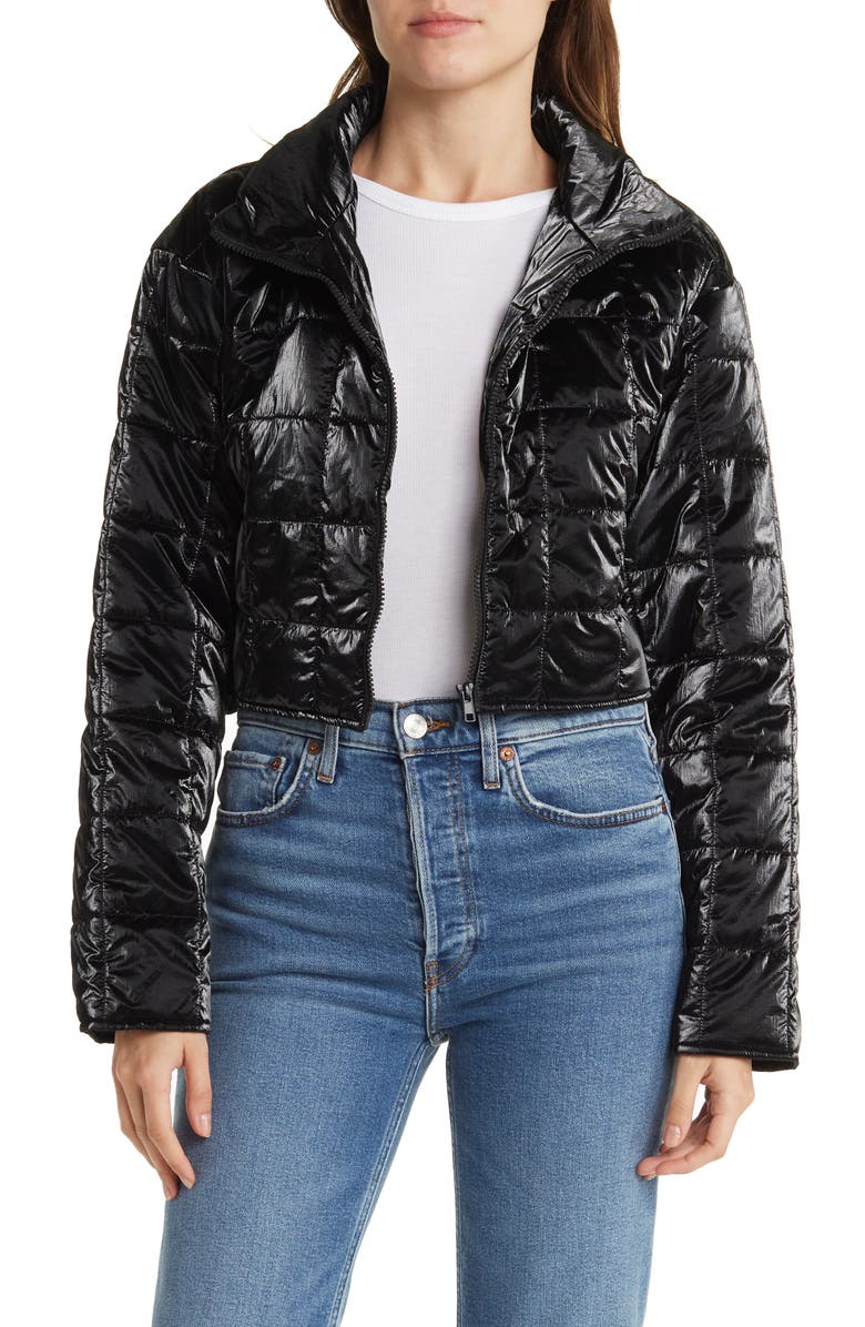 Elodie Metallic Crop Quilted Jacket, Main, color,