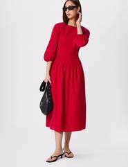 Whistles Smocked Bodice Midi Dress