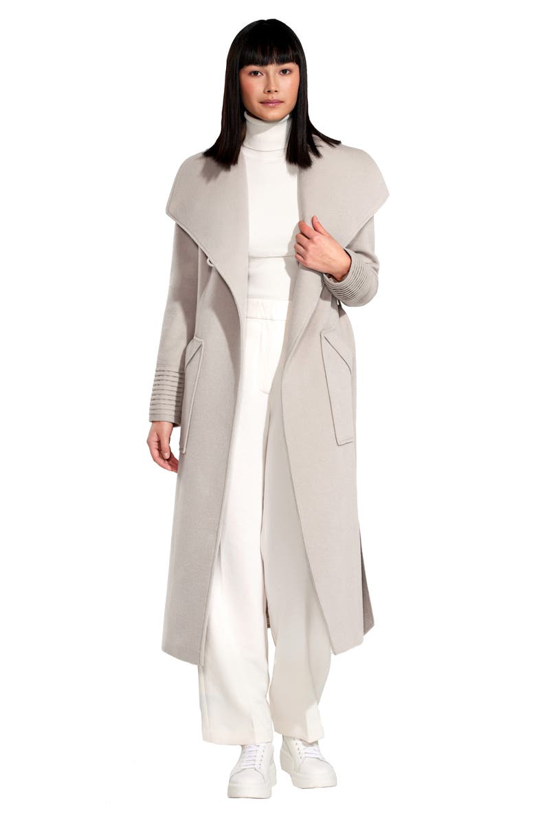 SENTALER Wide Collar Alpaca & Wool Longline Coat, Alternate, color, Bleeker Beige