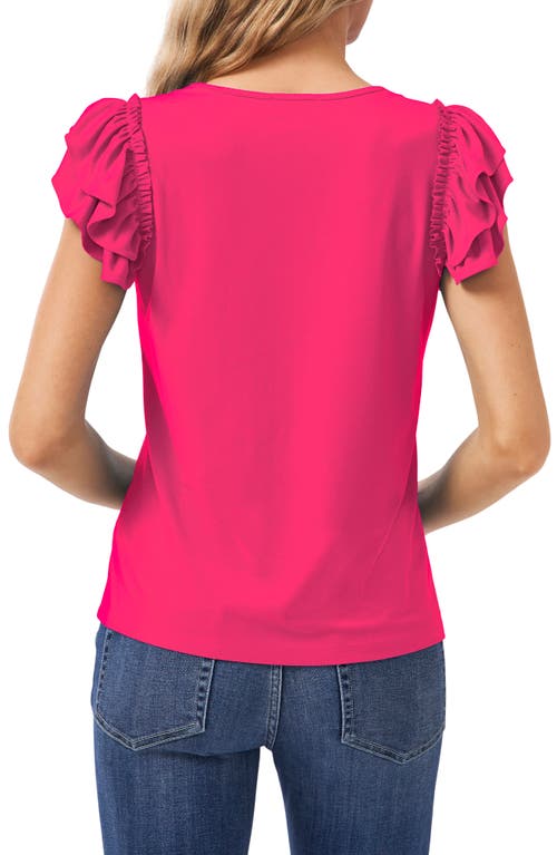 Cece Double Ruffle Knit Top In Pink