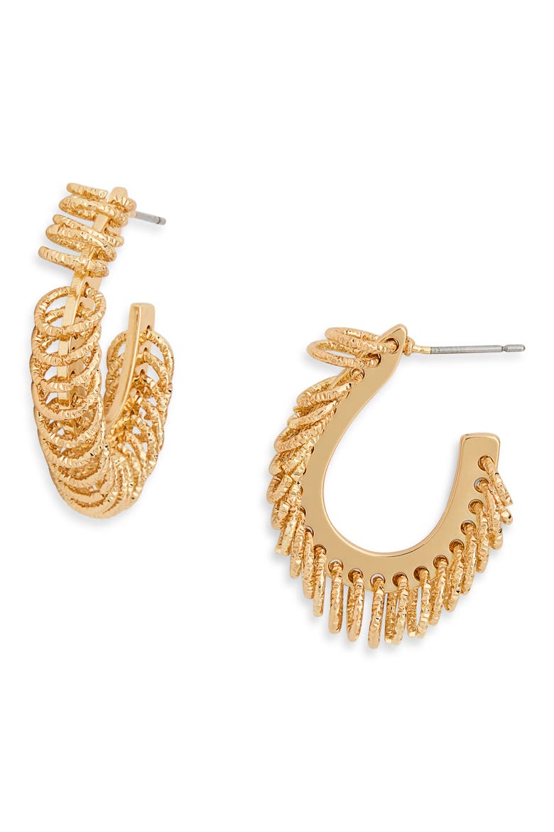 'C' Hoop Earrings, Main, color, GOLD