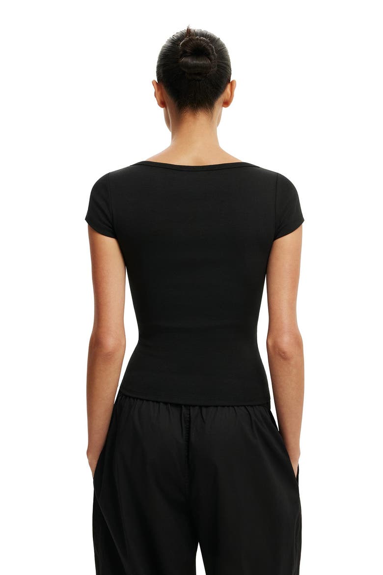 Women's Boatneck Cap Sleeve Tee, Alternate, color, Black