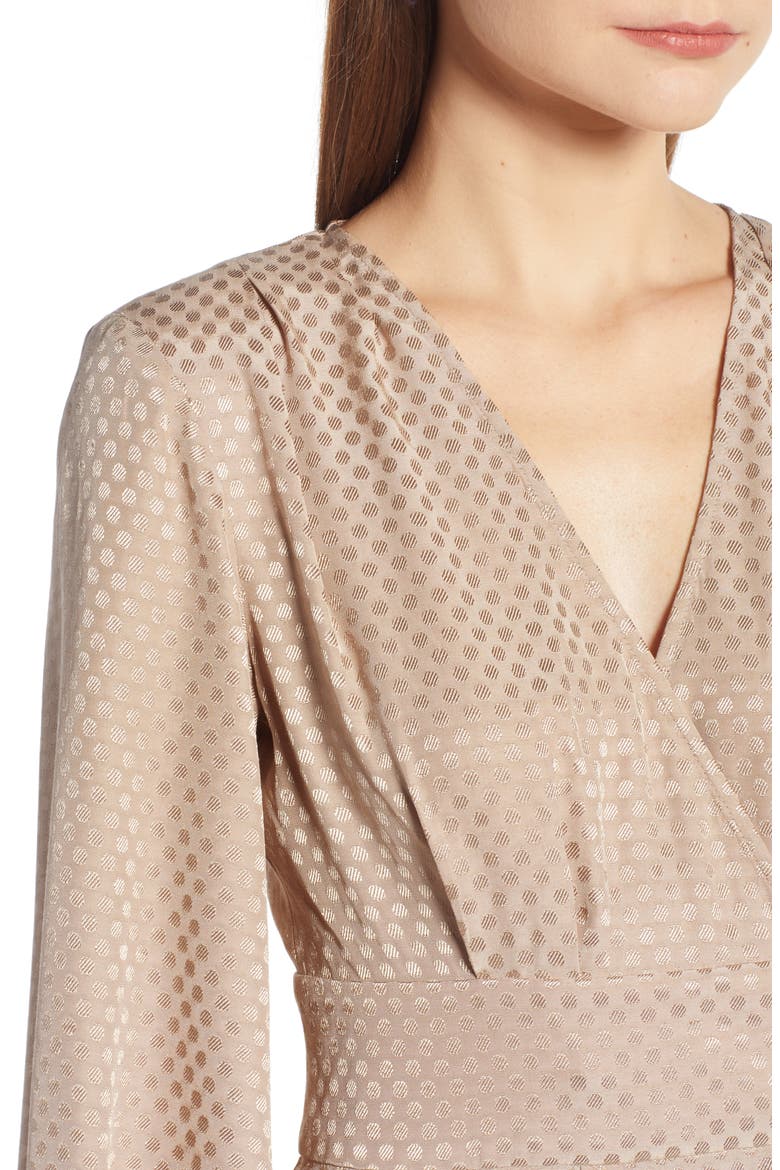 Waist Detail Jacquard Top (Nordstrom Exclusive), Alternate, color, TAN TAUPE