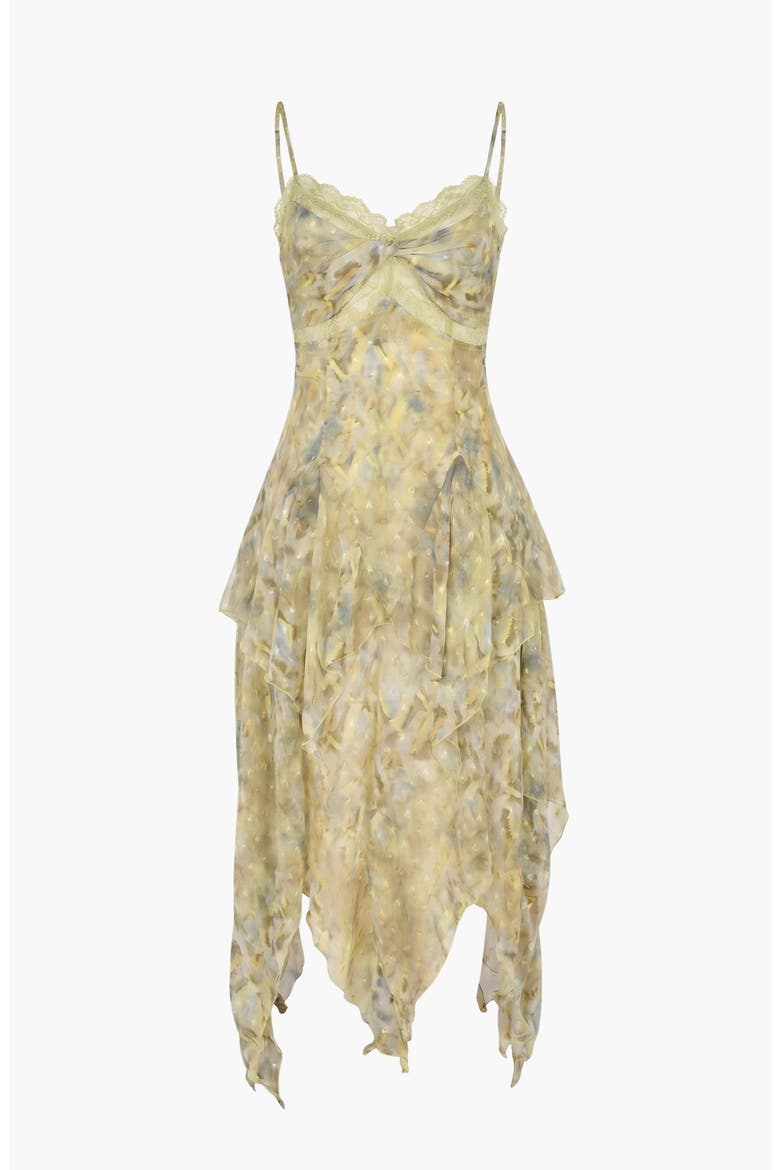 Sheer Ruffle Midi Dress, Alternate, color, Green