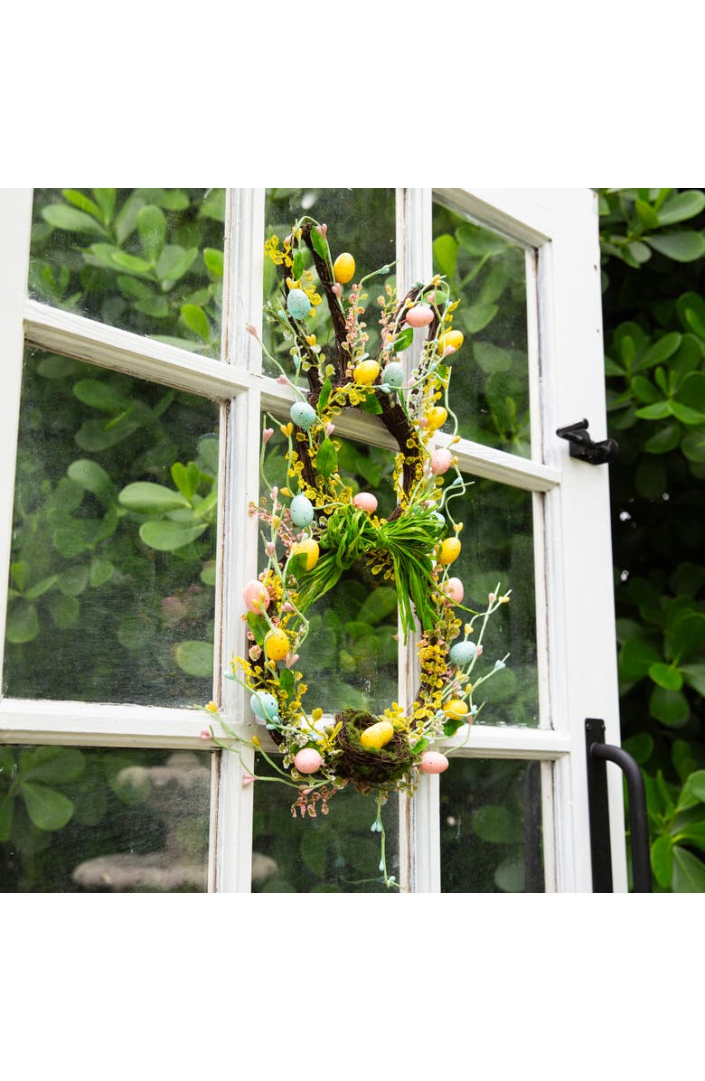 NEARLY NATURAL 22-in Artificial Easter Bunny Shaped Wreath, Alternate, color, 
