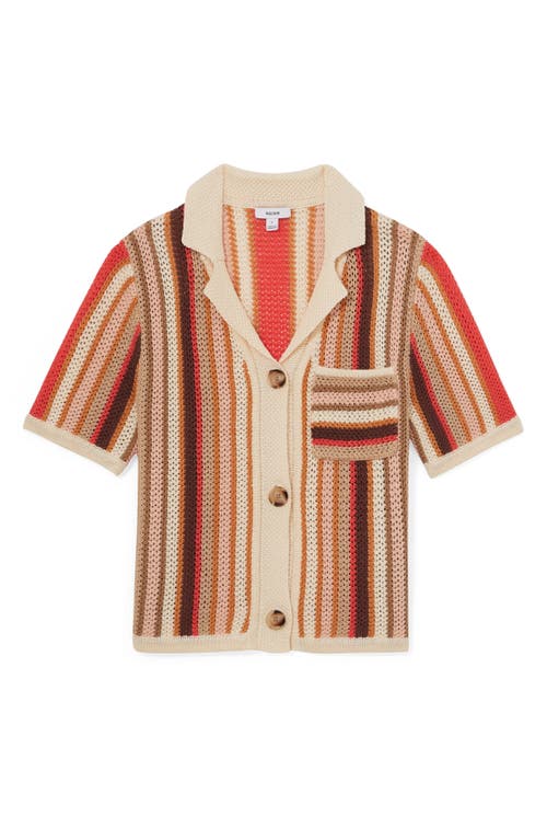 Shop Reiss Candy Stripe Knit Camp Shirt