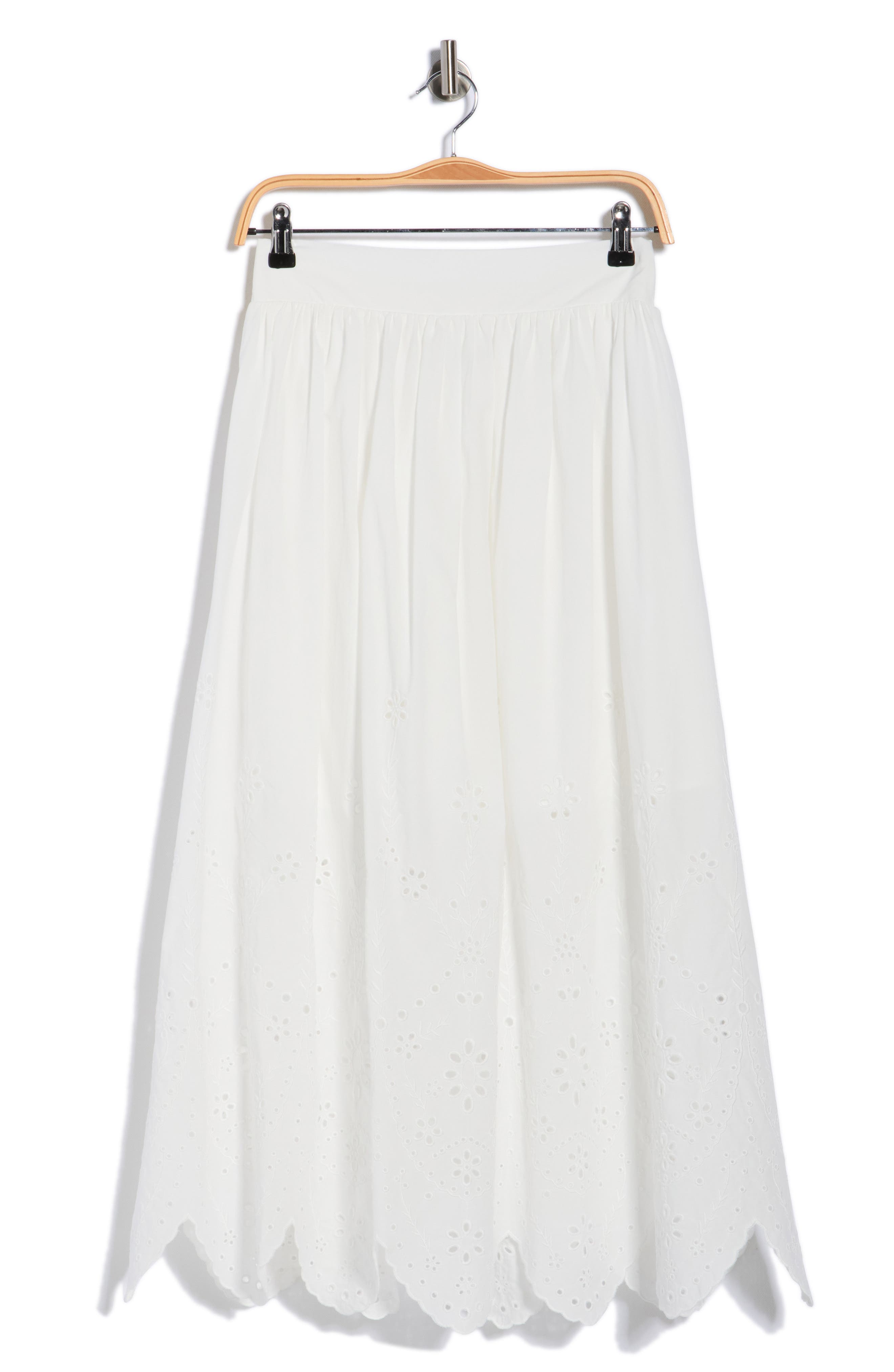 T Tahari Embroidered Eyelet Cotton Skirt