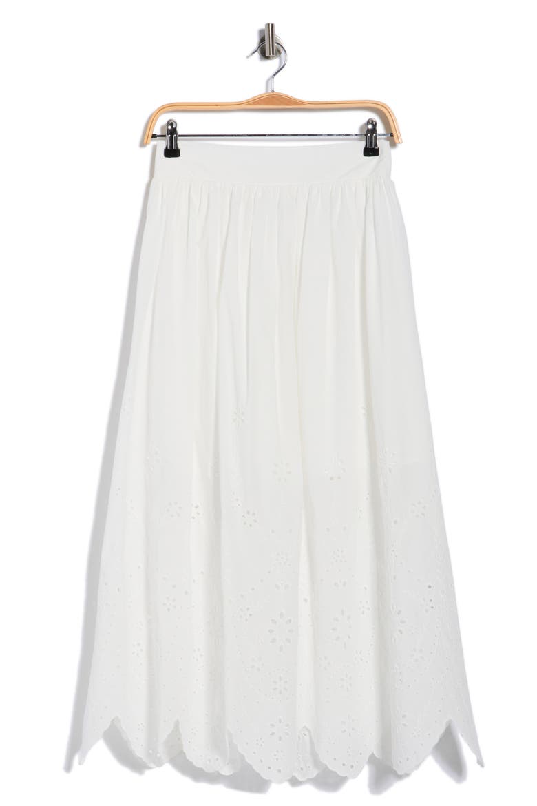 Embroidered Eyelet Cotton Skirt, Alternate, color, WHITE