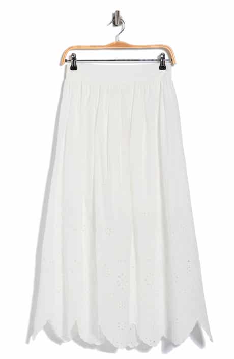 T Tahari Embroidered Eyelet Cotton Skirt