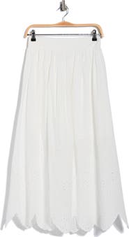 T Tahari Embroidered Eyelet Cotton Skirt