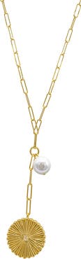 Adornia 14K Yellow Gold Vermeil Pearl Drop Y-Necklace