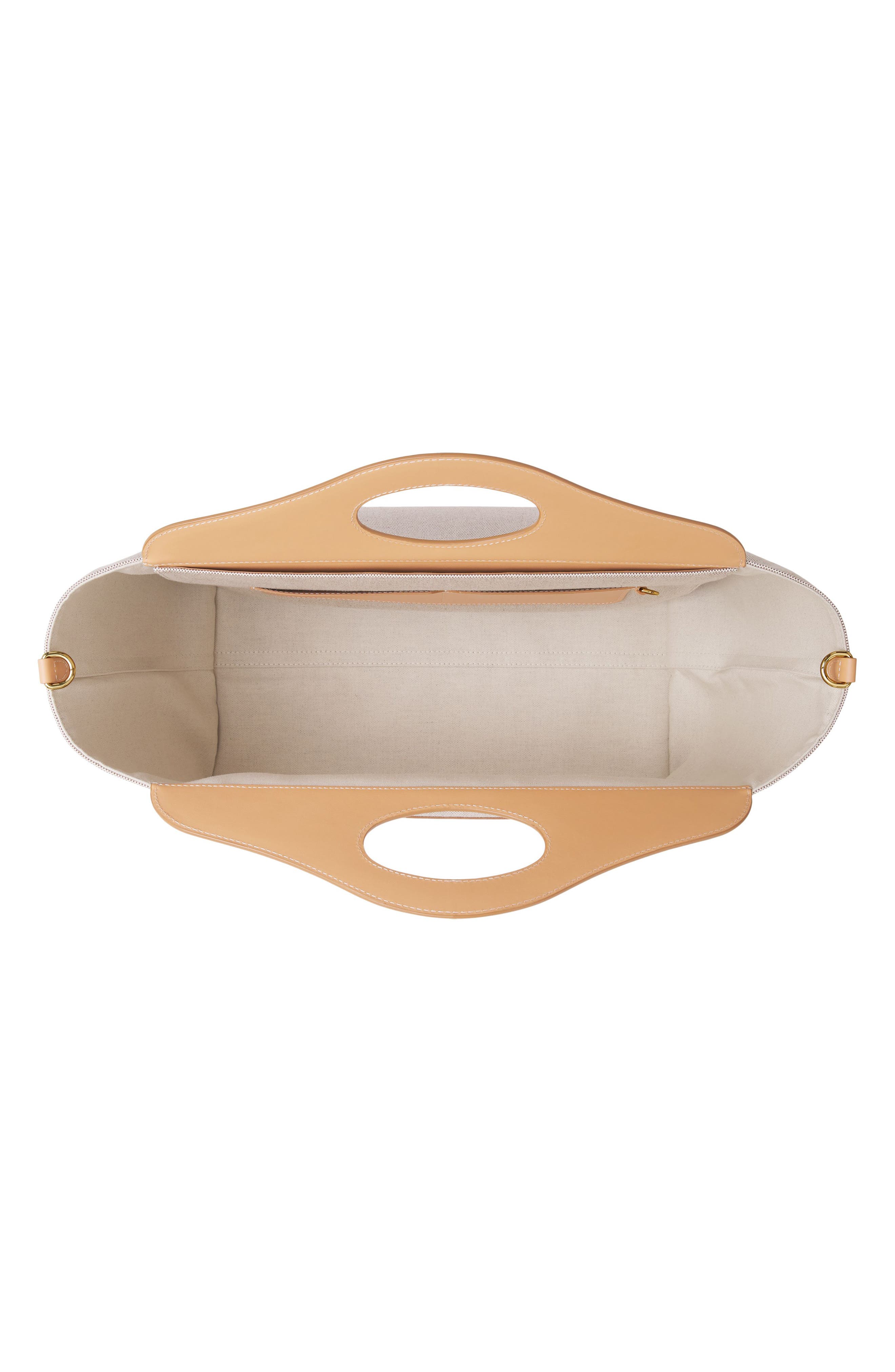 Burberry Medium Pocket Logo Canvas & Leather Tote, Alternate, color, 