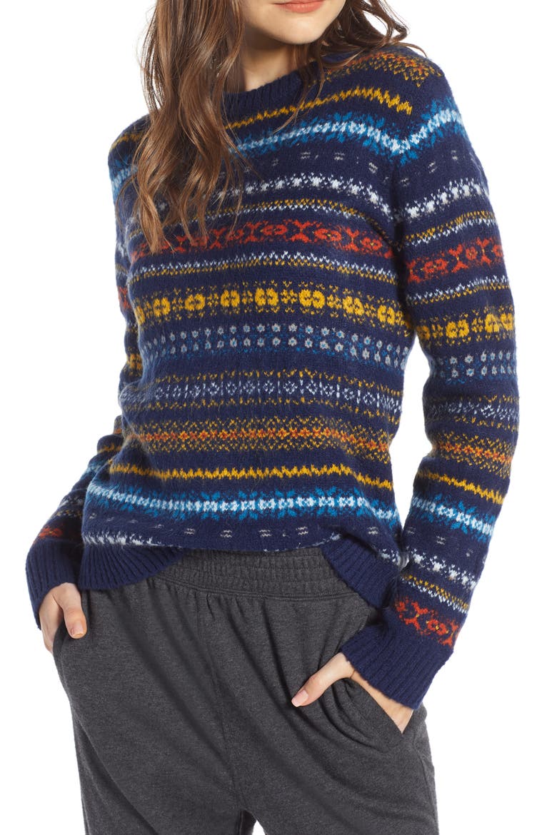 Fair Isle Sweater (Nordstrom Exclusive), Main, color, NAVY MARITIME FAIRISLE