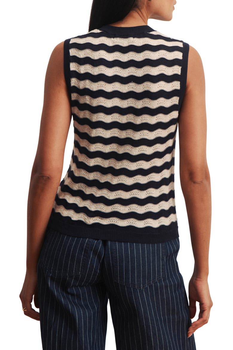 Everyday Scallop Pointelle Sweater Vest, Alternate, color, INKSTORM BLUE/ DARK OPAL