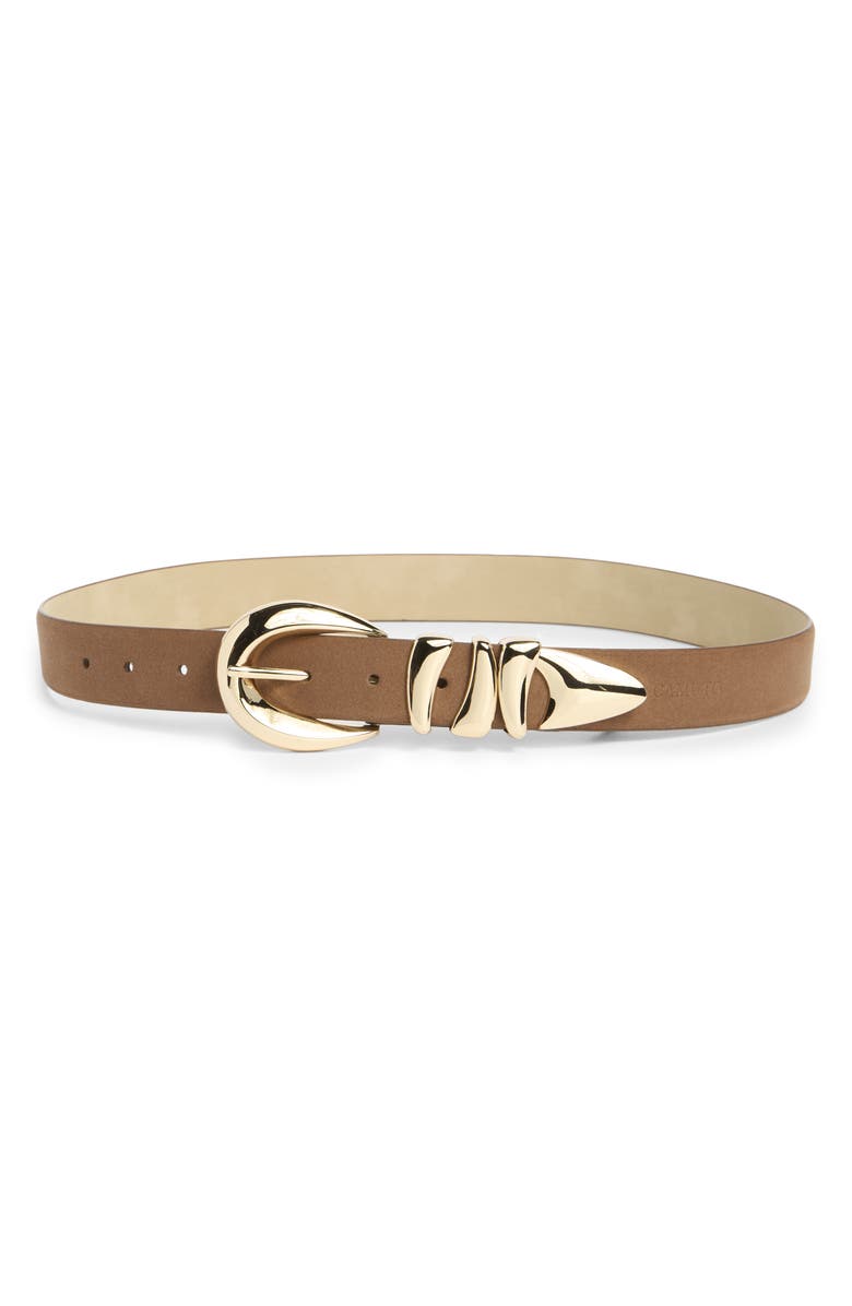 Vince Camuto Sculptural Hardware Belt, Main, color, Chocolate