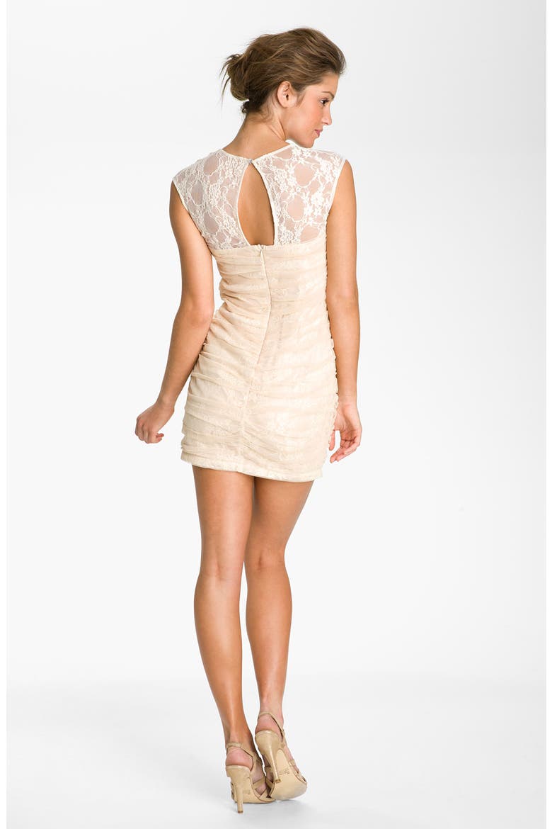 Lace Illusion Dress, Alternate, color, BEIGE