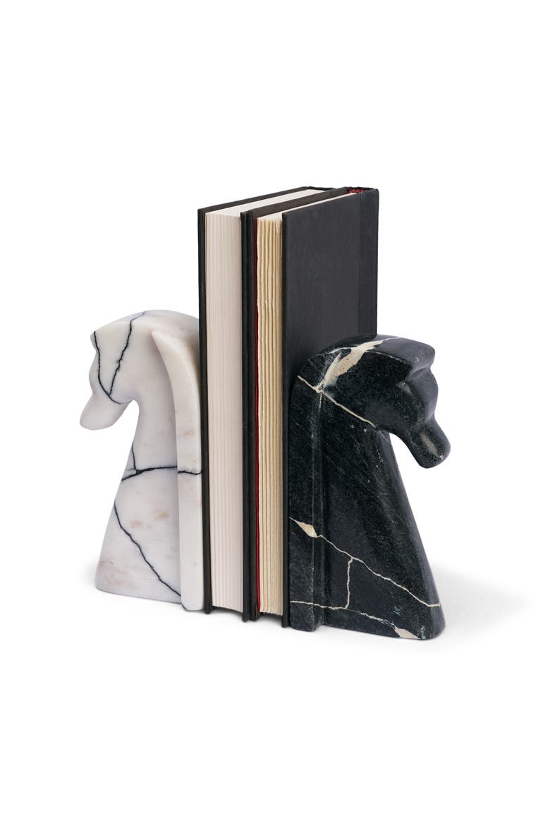Cavalli Marble Horse Bookends, Main, color, Black