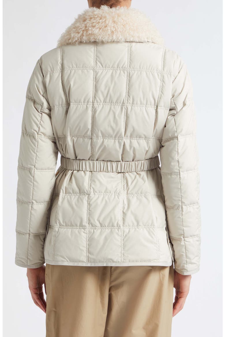 Cygnes Quilted Down Jacket with Faux Fur Collar, Alternate, color, BEIGE