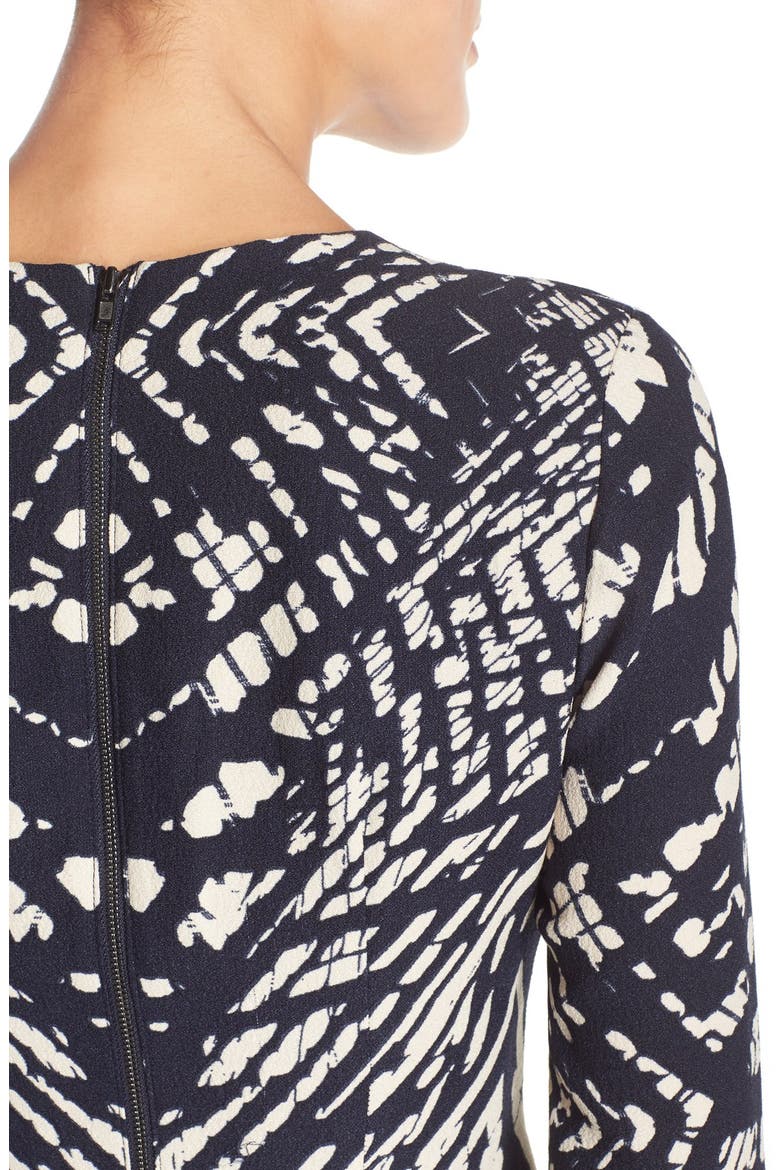 Tie Dye Print Crepe Midi Sheath Dress, Alternate, color, NAVY/ CREAM