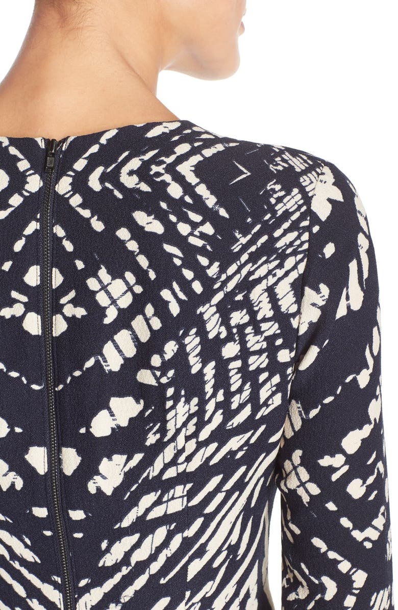 Maggy London Tie Dye Print Crepe Midi Sheath Dress, Alternate, color, Navy/ Cream