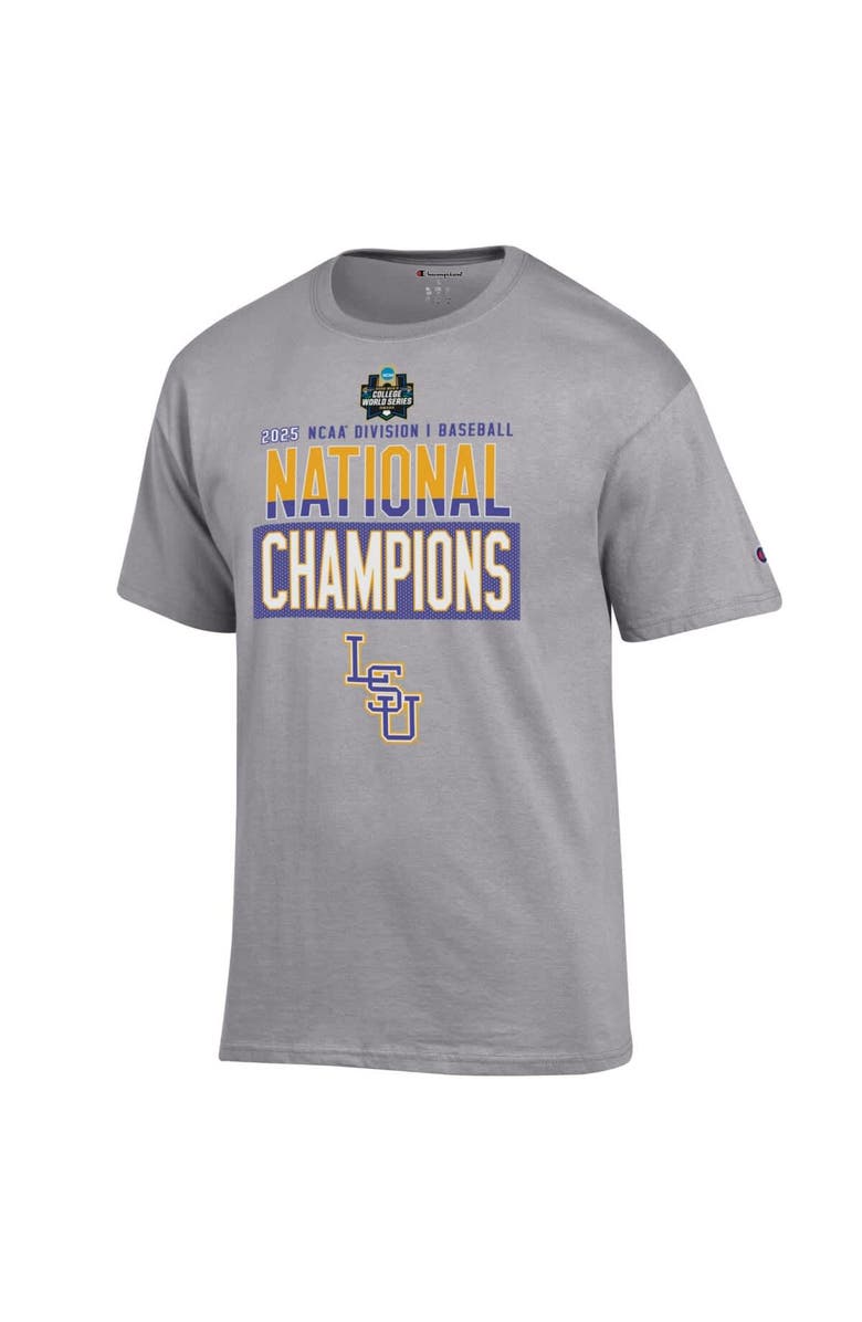 Champion Men's Champion Gray LSU Tigers 2025 NCAA Baseball Men's College World Series Champions Locker Room T-Shirt, Main, color,