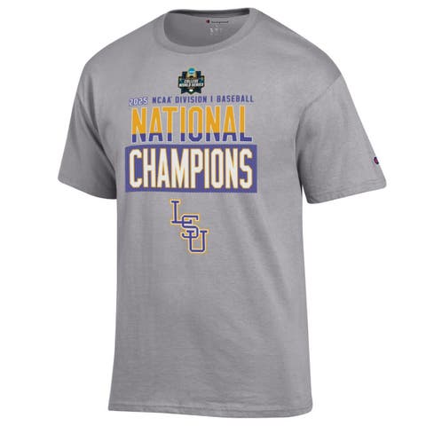 Men's Champion Gray LSU Tigers 2025 NCAA Baseball Men's College World Series Champions Locker Room T-Shirt