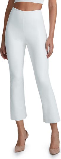 Faux Leather Flare Crop Pull-On Pants