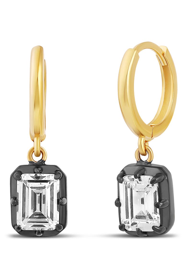 Emerald Cut Huggie Drop Earrings, Main, color, GOLD