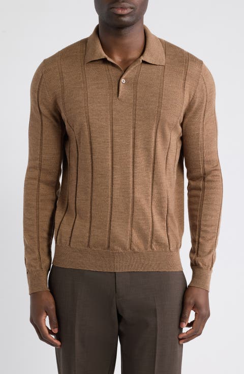 Regular Fit Long Sleeve Wool Polo