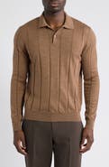 Canali Regular Fit Long Sleeve Wool Polo