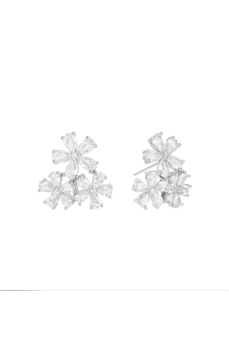 Untamed Petals Daisy Crystal Studs, Main, color, Silver