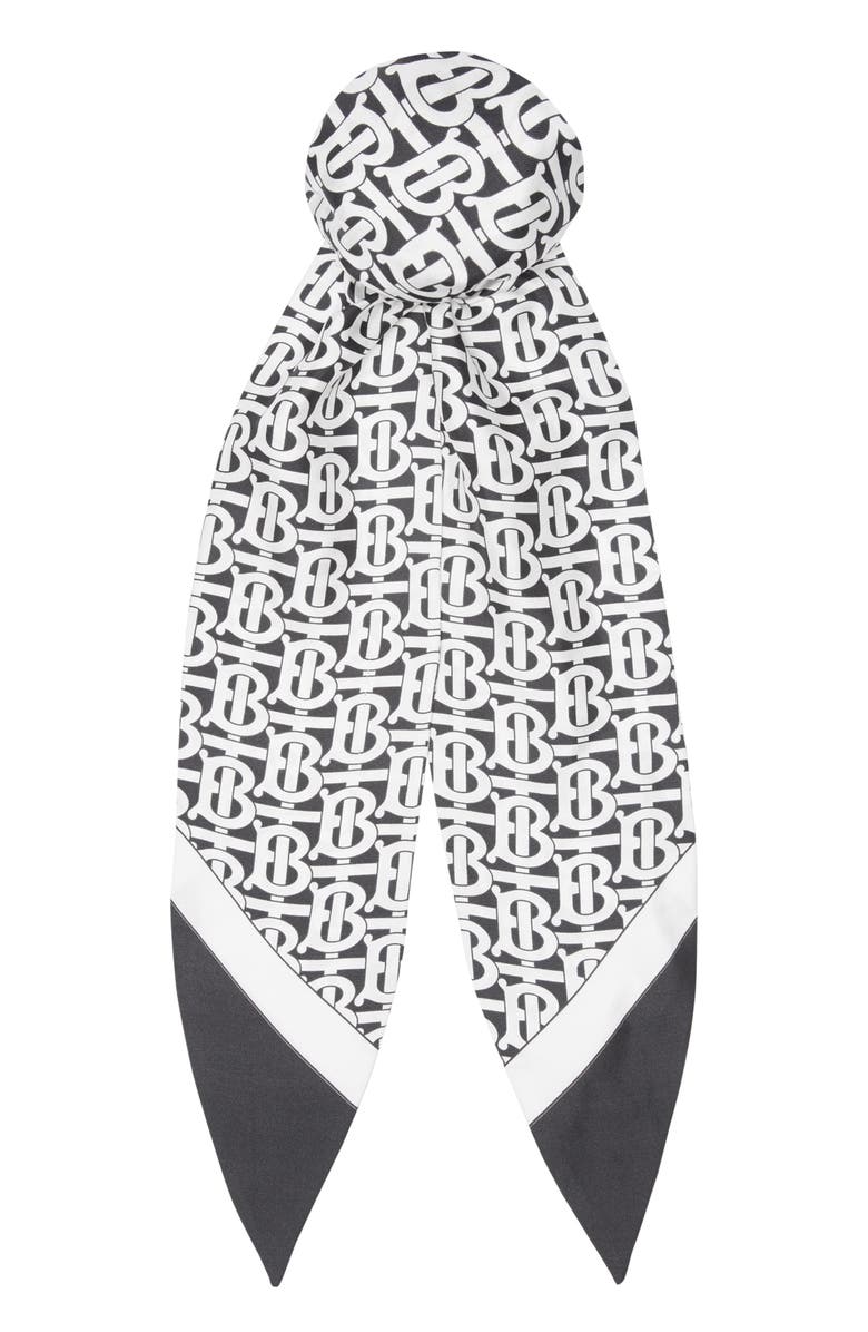 Burberry Monogram Print Silk Chignon Scarf, Main, color, 