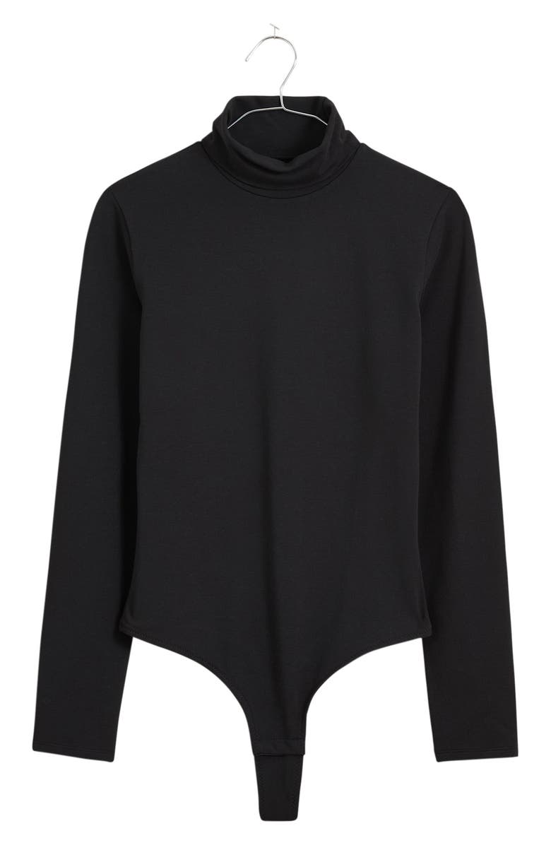 Madewell Turtleneck Thong Bodysuit, Main, color, True Black