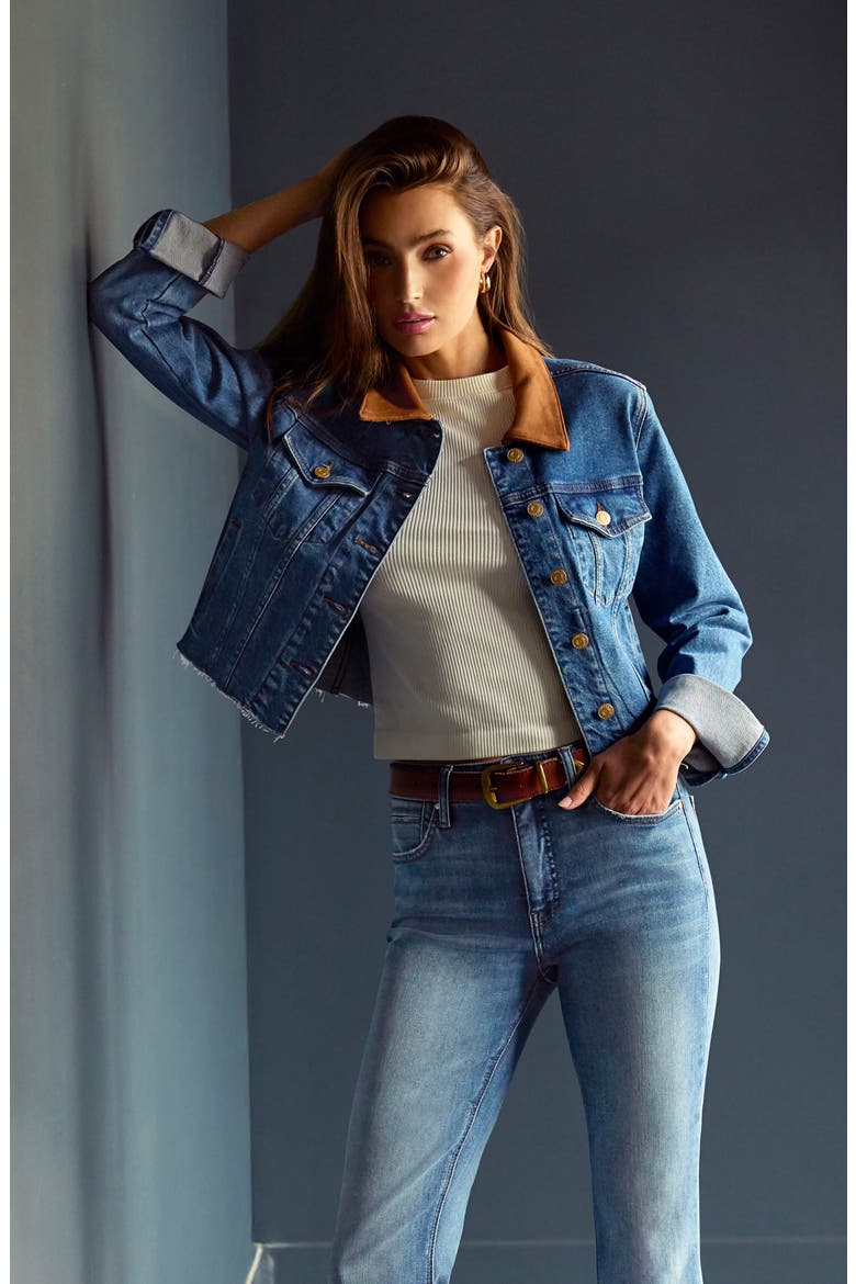 Stella High Waist Raw Hem Flare Jeans, Alternate, color, HARDWORKING