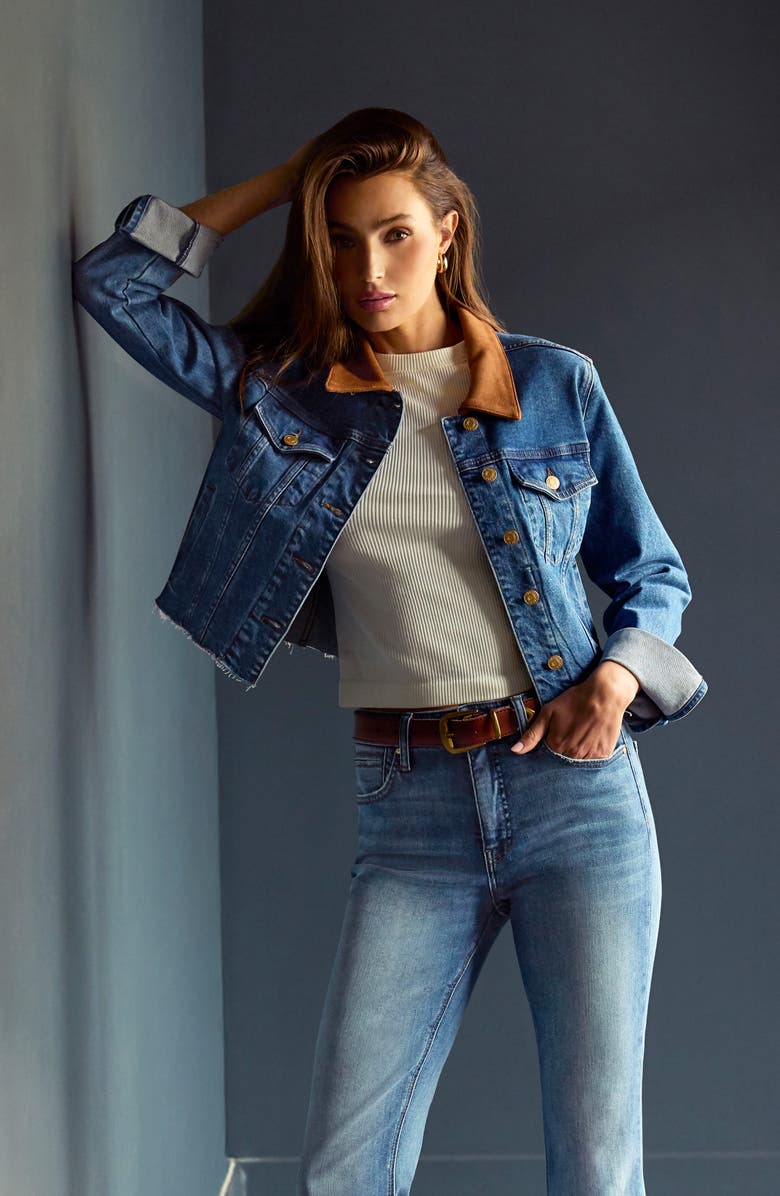 KUT from the Kloth Stella High Waist Raw Hem Flare Jeans, Alternate, color, Hardworking